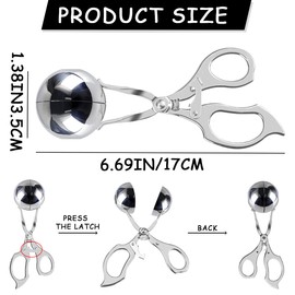 DOERDO Meat Ballers Non Stick Stainless Steel Ice Cream Scoop Rice Ball Meatball Maker Kitchen Tools, 3.5CM