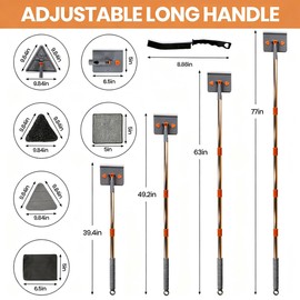 85'' Wall & Ceiling Mop with Long Handle, Wall and Baseboard Cleaner Tool, 2 Mop Heads (Triangle Corner + Square), 8 Reusable Washable Pads (Chenille/Microfiber/Scrub) for Shower Walls, Tile, Floors