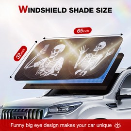 Vepagoo Windshield Sun Shade Design Sun Shade for Car Front Window Anti-UV Rays，Heat Protection for Car Interior Dashboard (65X32 inch)