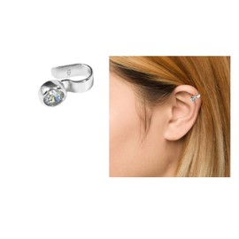 Queenberry Sterling Silver Cubic Zirconia Dot Earring Cuff Wrap