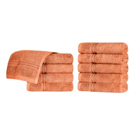 Superior Egyptian Cotton Face Towel/Washcloth Set, Small Towels for Home Bathroom, Master Bath, Decor Essentials, Quick Dry, Absorbent, Spa, Hotel, Resort, Adult, Kids, Set of 10, Caramel Brown