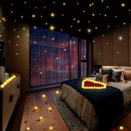 Caffox 3000Pcs Rose Petals with 36Pcs LED Tea Lights Candles, Rose Petals for Romantic Night for Her Set, Romantic Decorations for Special Night, Valentine's Day, Wedding, Anniversary Decorations