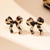 Boho Leopard Bow Earrings for Women Leopard Bowknot Statement Earrings