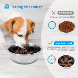 AMIR Dog Slow Feeder, Dog Slow Feeder Insert with 36 Strong Suction Cups, Dog Slow Feeder for Slow Down Eating, Easy to Clean, Adjustable Size Slow Feeder Insert for Large and Medium Size Dogs
