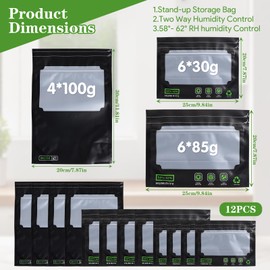 Terploc Grove Bags, Reusable Storage Bags, Airtight Storage Bags, Oxygen and Moisture Regulating with Integrated Moisture Control (58-62%) for 30g/85g/100g