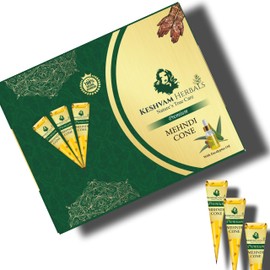 Keshvam Herbals Mehendi Cone, With Nilgiri Essential Oils for Hand or Legs, 100% Ayurvedic Natural mehndi cones, Set of 12