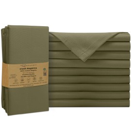 Ruvanti Premium Cloth Napkins Set of 12, 18x18 Inches, 100% Cotton, Washable, Soft & Absorbent, Perfect for Wedding, Christmas, ‎Thanksgiving Dinners -Capulet Olive
