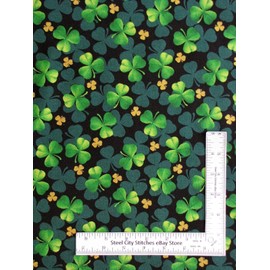 FlashPhoenix Quality Sewing Fabric – St Patricks Day Fabric Shamrock Clover Gold Accent Cotton Fabric by The Yard Size: 36" x 44" Inches