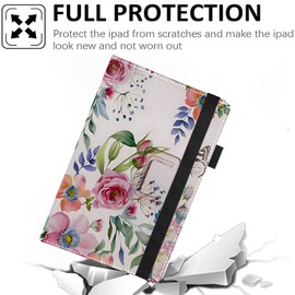 Pudiceva Universal 11 11.5 Inch Android Tablet Case,Slim Folding Stand Cover for 10.5 "10.9" 11" 11.5" and All 10.5"- 11.5" Touchscreen Tablet Case with Stylus Pen Holder,Flower 06