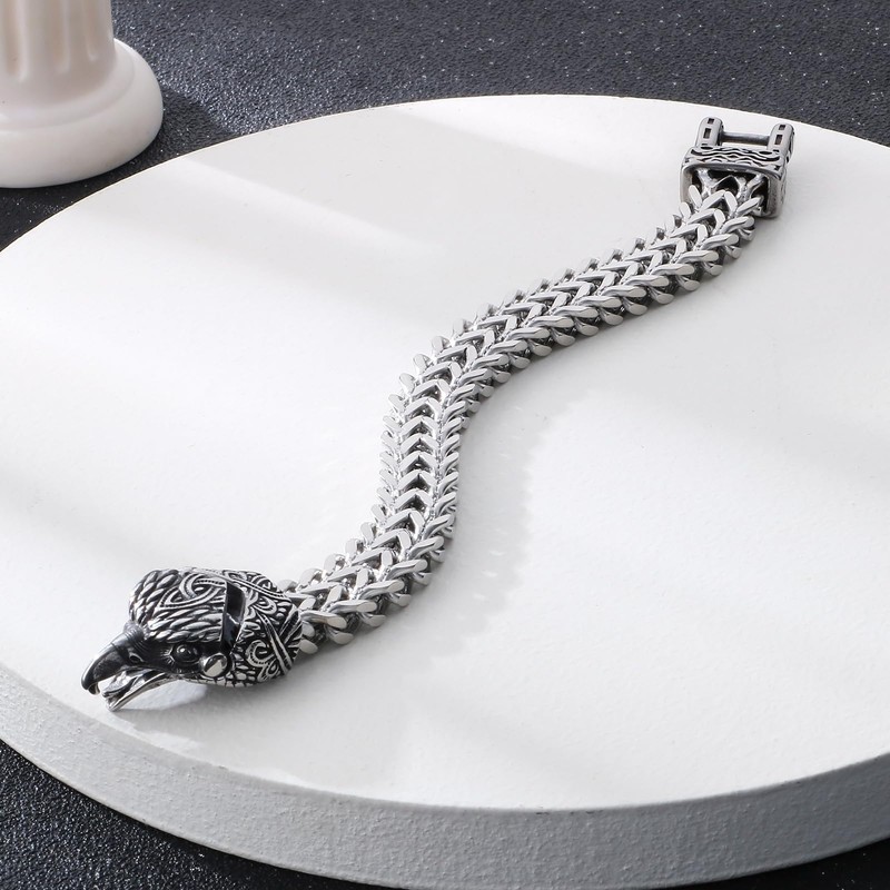 Klapgo Gothic Stainless Steel Retro Eagle Bracelet for Men and