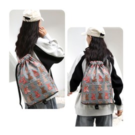 Large Drawstring Bag Foldable Large Capacity Bag Waterproof Drawstring Backpack Nylon Bag with Drawstring Inner Pocket and Zip for Sports Travel and City Lined, multicoloured