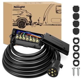 Nilight 7 Way Trailer RV Cord Cold Weather Wire Double Contact Plug 12" New Box