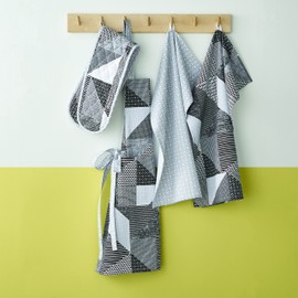 Catherine Lansfield Kitchen Larsson Geo Cotton 50x70 cm Tea Towels Pair Grey