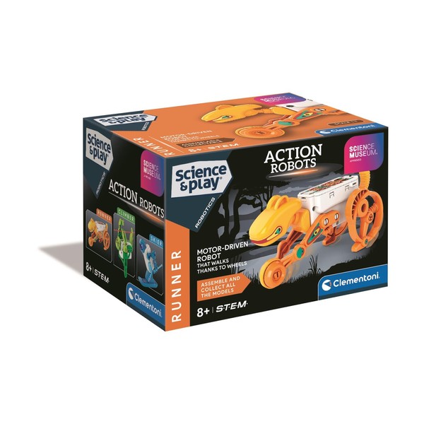 Clementoni Science&Play Action Robot Sports Runner, STEM Kit to Assemble,