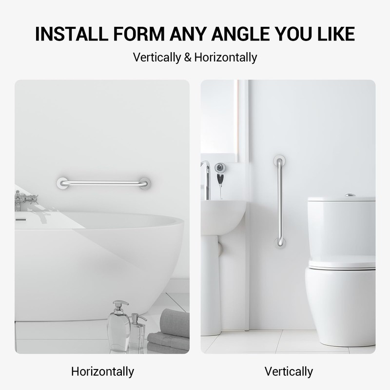 16 Inch Grab Bars for Wall Brush Nickel, Safety Shower