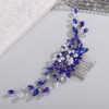 Wekicici Bride Blue Rhinestone Wedding Hair Comb Bridal Pearl Crystal