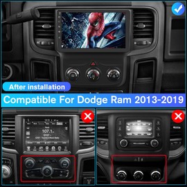 Android 13 [2GB+32GB] Car Radio Compatible for Dodge Ram 2013-2019 1500 2500 3500 with Wireless CarPlay Android Auto, 9 Inch Stereo with Reverse Camera(Only fit Manual AC)