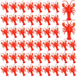 GCTWFYK Soft Rubber Lobster Models, 50 Pcs Fake Crawfish Decorations, Mini Red Lobster, Lobster Boil Party Decorations, Early Education Teaching Aids, Food Models, Pendants