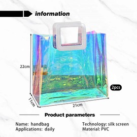 Pack of 2 Laser Gift Bags, Creative Gift Bags, Transparent Gift Bags with Handles, Birthday Handbags for Girls, Gift Handbags