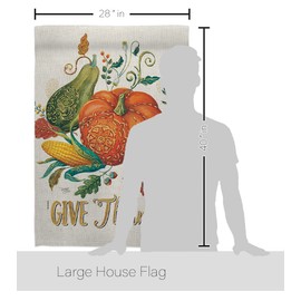 Breeze Decor Suzani Give Thanks House Flag Pack Fall Thanksgiving Turkey Gobble Pumpkin Season Autumntime Cornucopia Applique Decoration Banner Small Garden Yard Gift Double-Sided, Made in USA