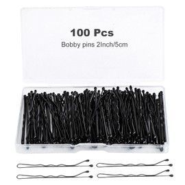 Zuolabty 100Pcs Bobby Pins Black Hair Pins Kit for Women Girls Kids Premium Wavy Black Bobby Pins Hair Clips with Storage Box,Suitable for All Hair Types (2Inch)