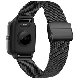 SUGARJAR Metall Armband Kompatibles GRV FC1,19mm Ersatzarmband für Veryfitpro,Yamay fitness,GRV,Willful,Popglory,Blackview,UMIDIGI,ID205S ID205G ID215G ID216 SW020 SW023 WF021 WF025 Uwatch3