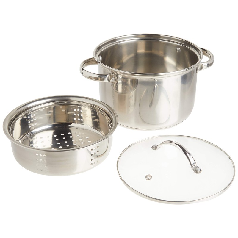 Norpro 4-Quart Steamer Cooker, 3 Piece Set, Stainless Steel