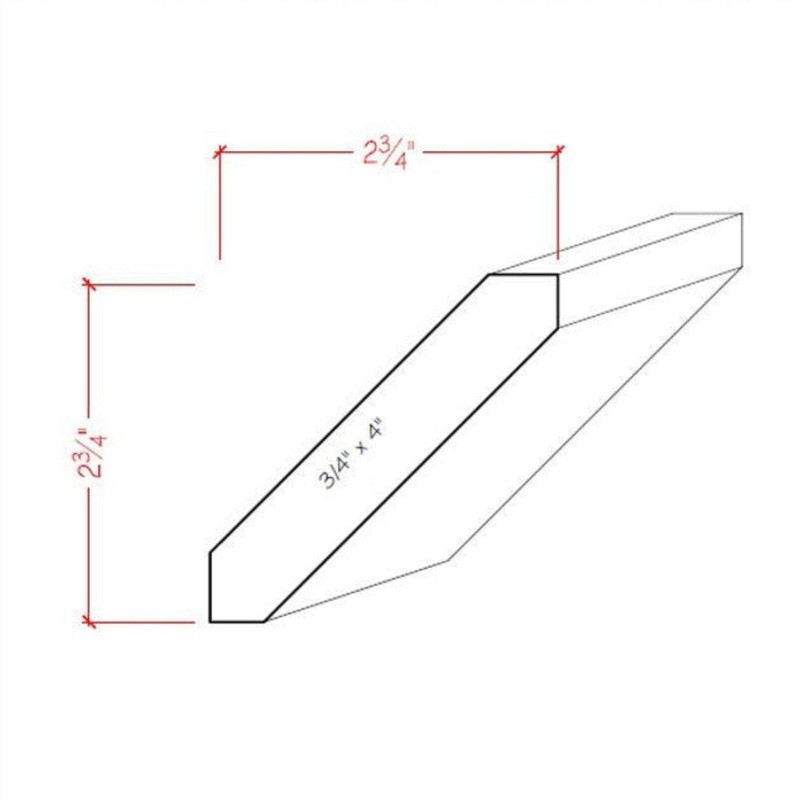 EWCR38 Shaker Craftsmen Crown Moulding Trim, 3/4" x 4", Poplar,