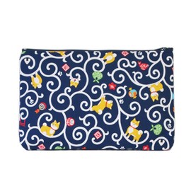 Kyoyu Cotton Pouch, Cosmetics, Makeup, 7.5 x 4.9 inches (19 x 12.5 cm), Makeup, Portable, Travel, Small Item, Japanese Pattern, Gusset