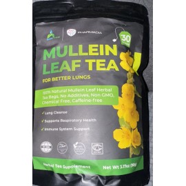 Pharmacia Mullein Leaf Tea Bags - 30 Count 100% Natural Tea Bags Exp 8/27