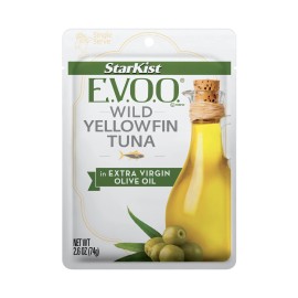StarKist E.V.O.O. Yellowfin Tuna Pouch 2.6 oz Healthy Protein Snack Keto Frie...