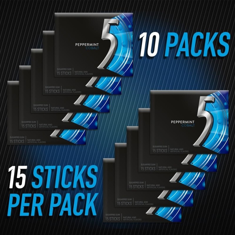 5 Gum "5 GUM Peppermint Cobalt – Sugar-Free Chewing Gum,