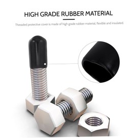 Mobestech 200pcs Black Rubber Thread Protector Elastic End Caps for Screws Tubing Tips and Furniture Feet Easy to Install for Chair Tips and Tubes