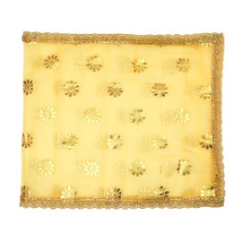 set of 2 Chunari Pooja Chunar Netted Cloth (Size:- 42 Inches X 21 Inches)Pooja Chunni Chunar MATA Ki Chunri for Statue Chowki Aasan Mat for Indian Traditional Festival New year Decoration (Red,Yellow)