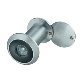 TOGU TG3016YG-SPC UL Listed Solid Brass HD Glass Lens 220-degree Door Viewer Peephole with Heavy Duty Privacy Cover for 1-3/8" to 2-1/6" Doors, Satin Chrome Finish