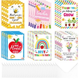 Teacher Appreciation Thank You Cards: 12 Pcs Thank You Teacher Cards with Envelopes & Stickers for School Teachers Teachers' Day Graduation Gifts from Students