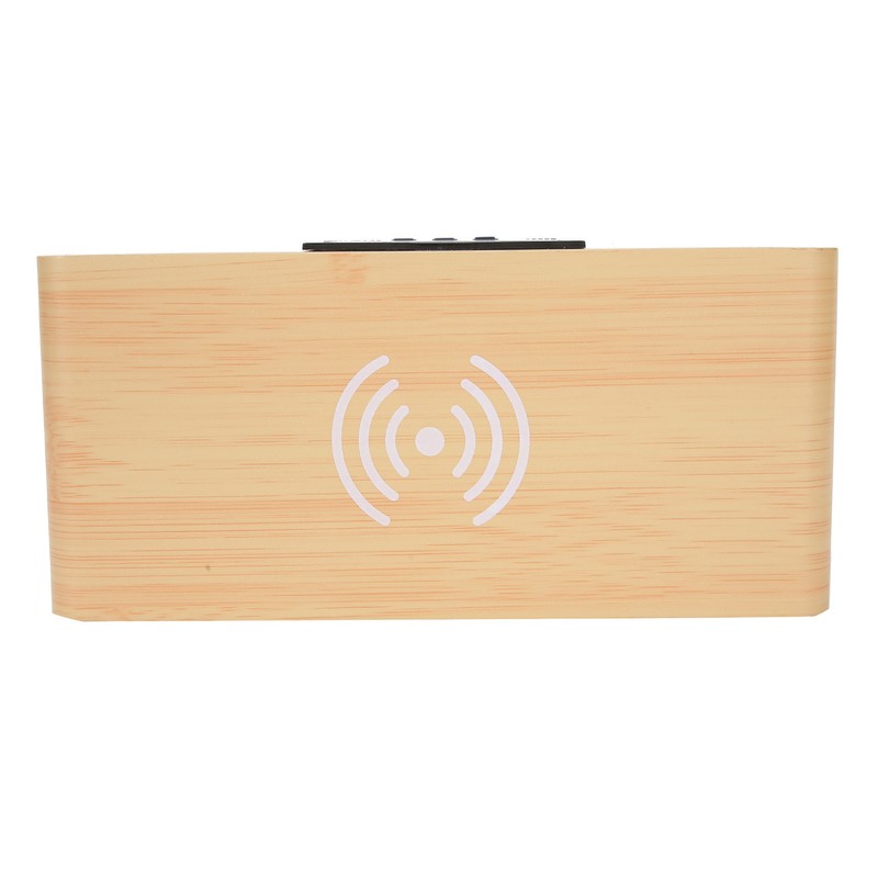 Wooden Clock Alarm Mobile Phone Wireless Charging Wood Voice Control