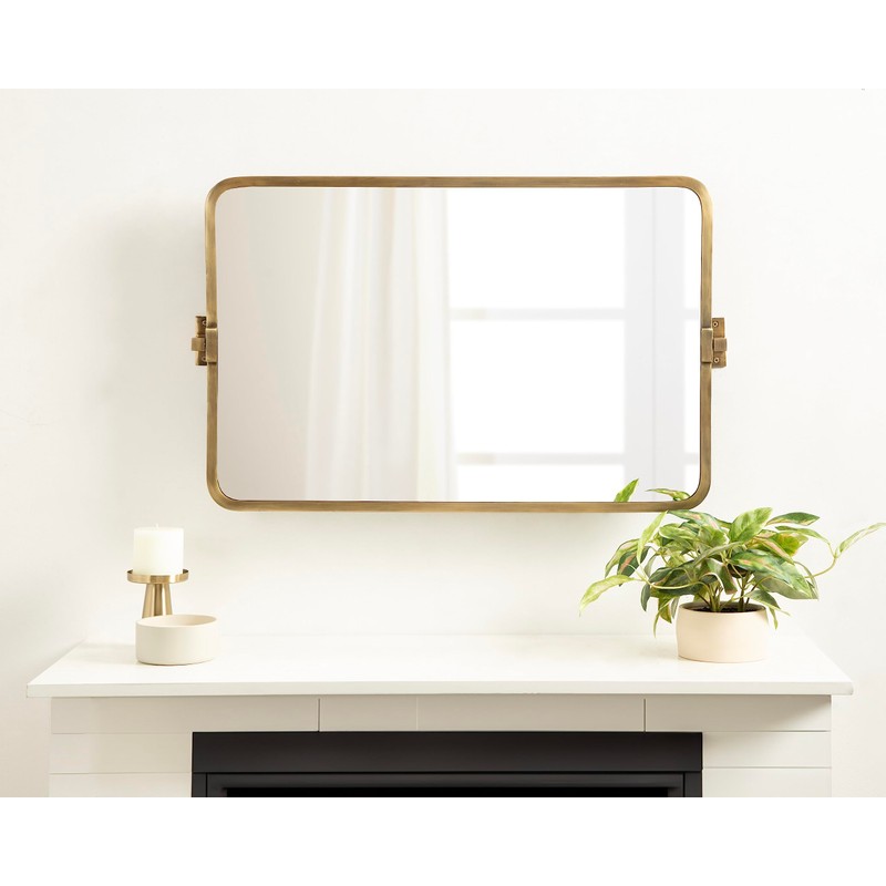 Kate and Laurel Elijah Modern Rectangular Pivot Wall Mirror, 38