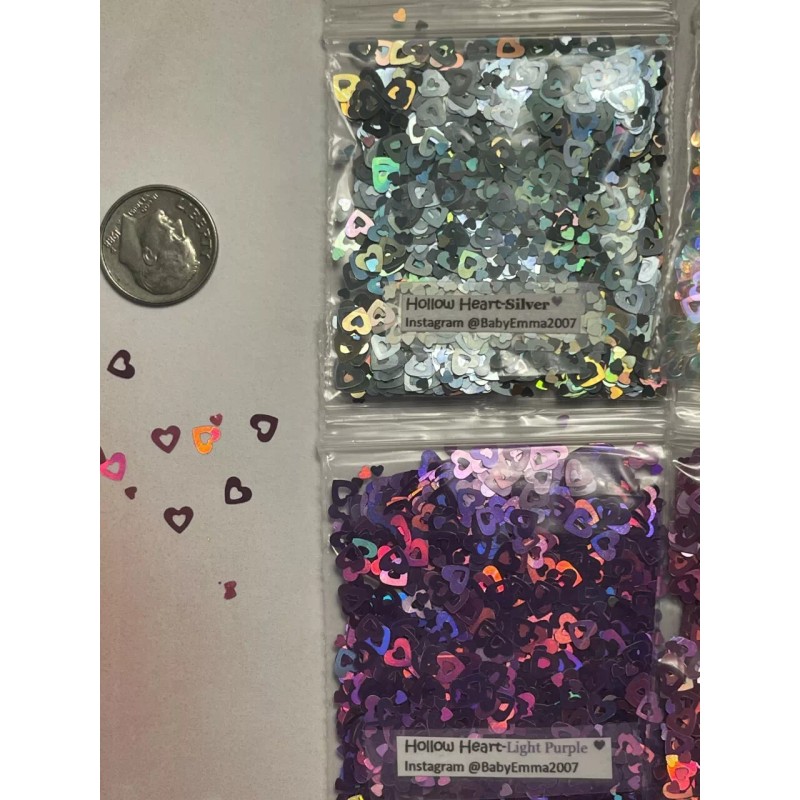 BabyEmma2007 V-Day Holo HEART Shape (Hollow Silver Fox) Glitter-1tsp-4