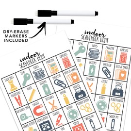 Craftivity Designs Indoor Scavenger Hunt Games for Kids, Family Game Night, Birthday Party, Travel Activities, Includes 10 Dry Erase Markers and Cards