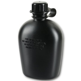 M-Tac Canteen Water Bottle - 1 Quart Water Canteen (34 Oz/1L) - Tactical Water Bottle for Military Hiking Camping Survival (Black)