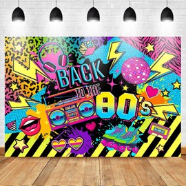 Avezano 80's Party Backdrop Back to The 80's Party Photography Background 80's Themed Party 80's Hip Hop Birthday Decorations Portrait Photo Booth Props (7x5ft)
