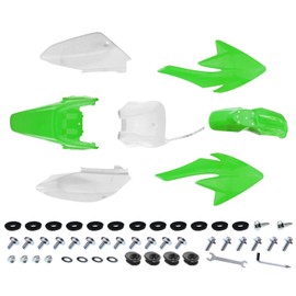 PRO BAT 7 PCs Plastic Fender Kit CRF 70 CRF70 Pit Bike Fender Fairings Plastic Body Set,White&Green