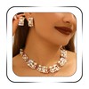 SAWINDA Gold Pearl Rhinestone Jewelry Set Pearl Cluster Choker Necklace