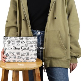VAMSII Cheese Lover Gift Cheese Guide Makeup Bag Cheese Taster Cosmetic Bag Cheese Fan Gift Cheese Merch (Cheese Guide M)
