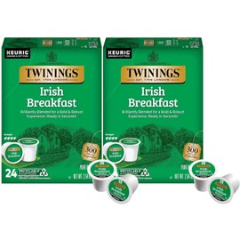 Twinings Irish Breakfast Black Tea K-Cup Pods for Keurig, 24 Count (Pack of 2), Robust, Strong, Bold Flavour, Caffeinated, Enjoy Hot or Iced
