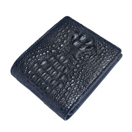 MGsable Crocodile Bi-Fold Wallet, Men's, Crown Mark, Alligator Leather, Genuine Leather, Foldable, Hornback, Compact, Small, Crocodile Leather, Genuine, Gentleman, Gift, Black