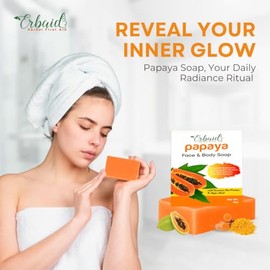 Papaya Soap Face & Body Wash – Skin Brightening Papaya Soap Bar for Dark Spots – Reduce Acne, Cleanse Scars, & Even Skin Tone – with Turmeric, Kojic A