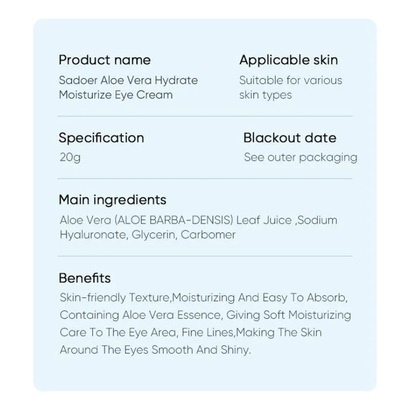 Crema Antiojeras Y Ojeras Saoder Con Aloe Vera