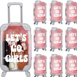 AIOMOB 10 Pack Mini Suitcase Party Favor Gift Box Plastic Gift Box False Eyelashes Miniature Luggage for Travel Wedding Bachelorette Party Bridesmaid Bridal Shower Favors Decorations (Let's Go Girls)